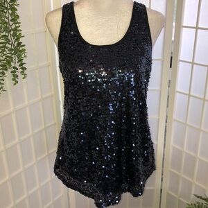 GAP Beautiful Navy Blue Sequin Sleeveless Top, Size Medium. Like New Condition.